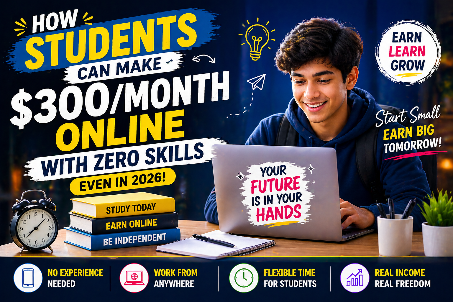 How Students Can Make $300/Month Online with Zero Skills (Even in 2026)