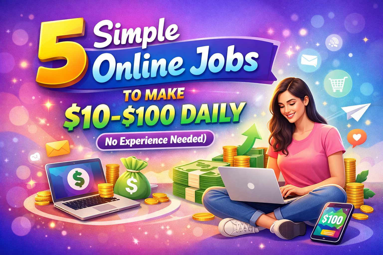5 Simple Online Jobs to Make $10–$100 Daily (No Experience Needed)